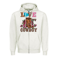 Oatmeal Heather valentines day love my cowboy Zipper Hoodie - AdoDesignShop