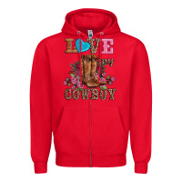 Red valentines day love my cowboy Zipper Hoodie - AdoDesignShop
