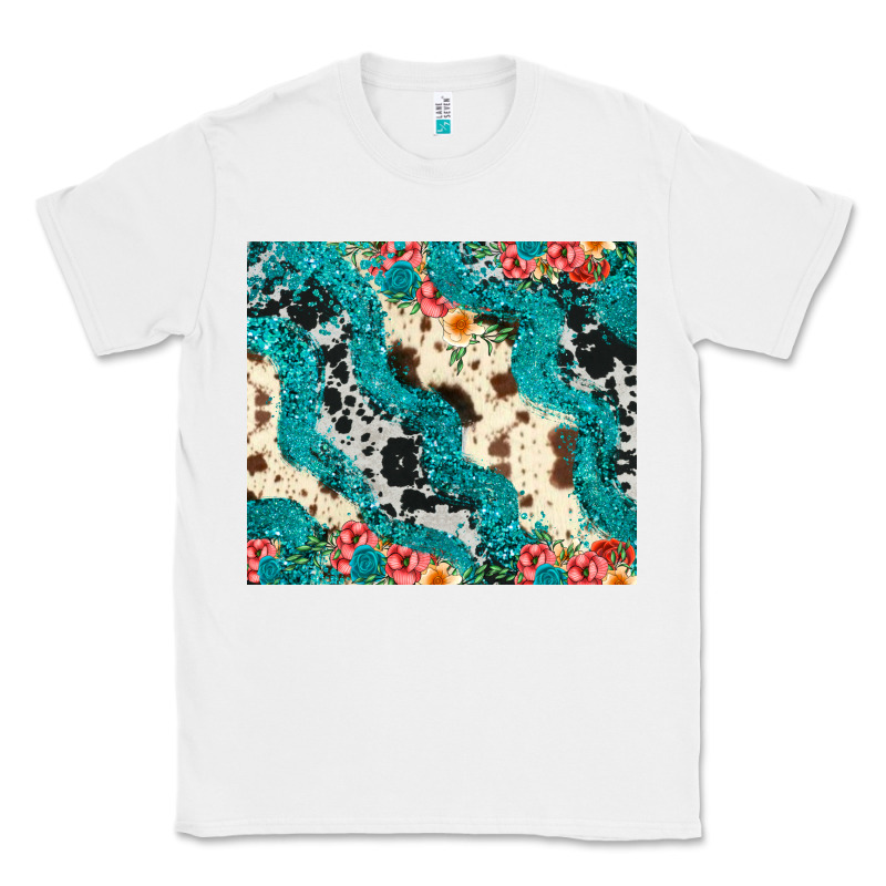 Turquoise Glitter Cowhide Classic Tee by JahusDesignShop | Teevron