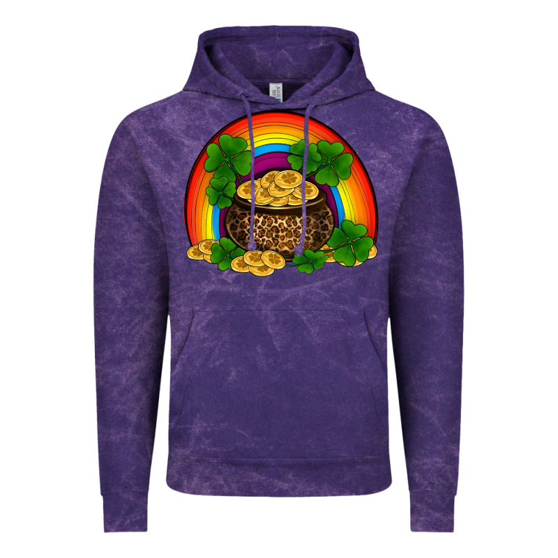 St Patricks Shamrock Gold Leopard Rainbow Vintage Hoodie by RanaPortraitStore | Teevron