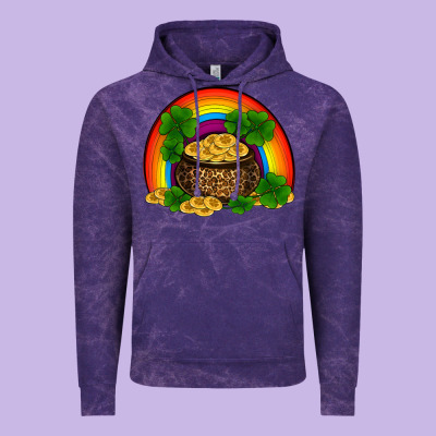 St Patricks Shamrock Gold Leopard Rainbow Vintage Hoodie Designed By Ranaportraitstore