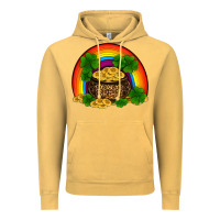 Vintage Mustard st patricks shamrock gold leopard rainbow Vintage Hoodie - RanaPortraitStore