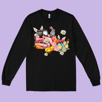 Easter Excavator Long Sleeve Tee Designed By Adodesignshop