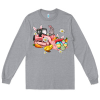 Heather Grey easter excavator Long Sleeve Tee - AdoDesignShop