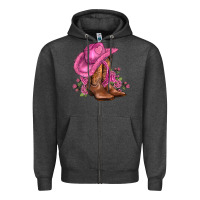 Charcoal Heather valentines day boots cowgirl hat and roses Zipper Hoodie - AdoDesignShop