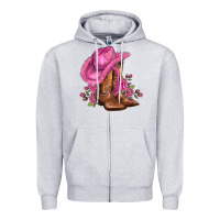 Heather Grey valentines day boots cowgirl hat and roses Zipper Hoodie - AdoDesignShop