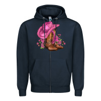 Navy valentines day boots cowgirl hat and roses Zipper Hoodie - AdoDesignShop