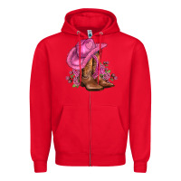 Red valentines day boots cowgirl hat and roses Zipper Hoodie - AdoDesignShop