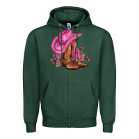 Sports Green valentines day boots cowgirl hat and roses Zipper Hoodie - AdoDesignShop