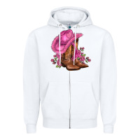Valentines Day Boots Cowgirl Hat And Roses Zipper Hoodie | Teevron