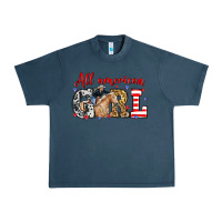 Midnight Navy All American girl with cowgirl Urban Heavy Tee - Neo Western