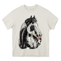 Cream paint horse Heavy Core Tee - LillyAllenDesigns