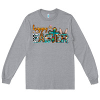 Heather Grey western happy easter Long Sleeve Tee - AdoDesignShop