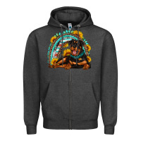 Charcoal Heather Rottweiler  rainbow Zipper Hoodie - Artiststas