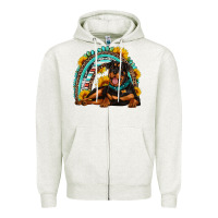 Oatmeal Heather Rottweiler  rainbow Zipper Hoodie - Artiststas