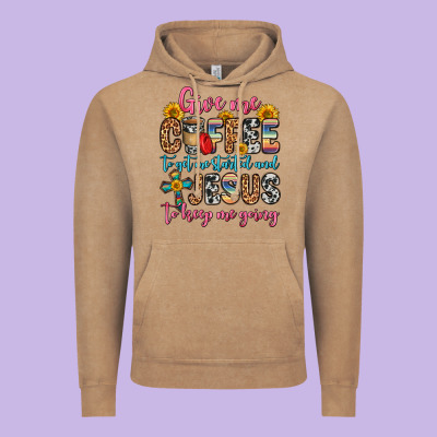 Give Me Coffee To Get Me Started And Jesus To Keep Vintage Hoodie Designed By Zillion Design Studio