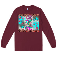 Burgundy auntie leopard turquoise Long Sleeve Tee - JahusDesignShop