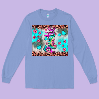 Auntie Leopard Turquoise Long Sleeve Tee Designed By Jahusdesignshop