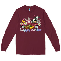 Burgundy happy easter trucks Long Sleeve Tee - AdoDesignShop