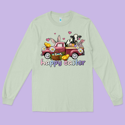 Happy Easter Trucks Long Sleeve Tee Designed By Adodesignshop