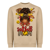 Softball Mom Afro Messy Bun Heavyweight Sweatshirt | Teevron