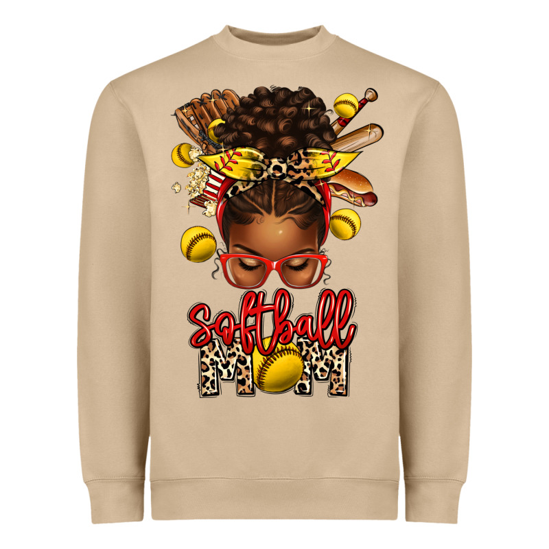 Softball Mom Afro Messy Bun Heavyweight Sweatshirt by texasbilliewilder | Teevron
