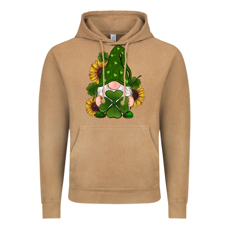 St Patricks Day Shamrock Gnomes  Sunflowers Vintage Hoodie by RanaPortraitStore | Teevron