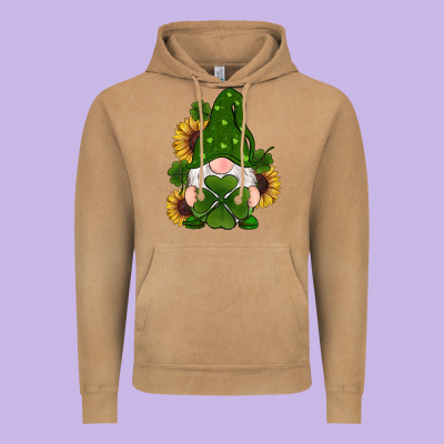 St Patricks Day Shamrock Gnomes  Sunflowers Vintage Hoodie Designed By Ranaportraitstore