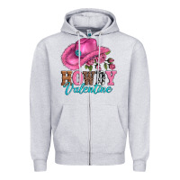 Heather Grey valentines day cowgirl hat and howdy Zipper Hoodie - AdoDesignShop