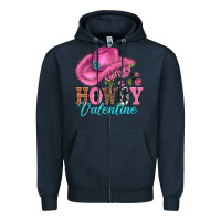Navy valentines day cowgirl hat and howdy Zipper Hoodie - AdoDesignShop