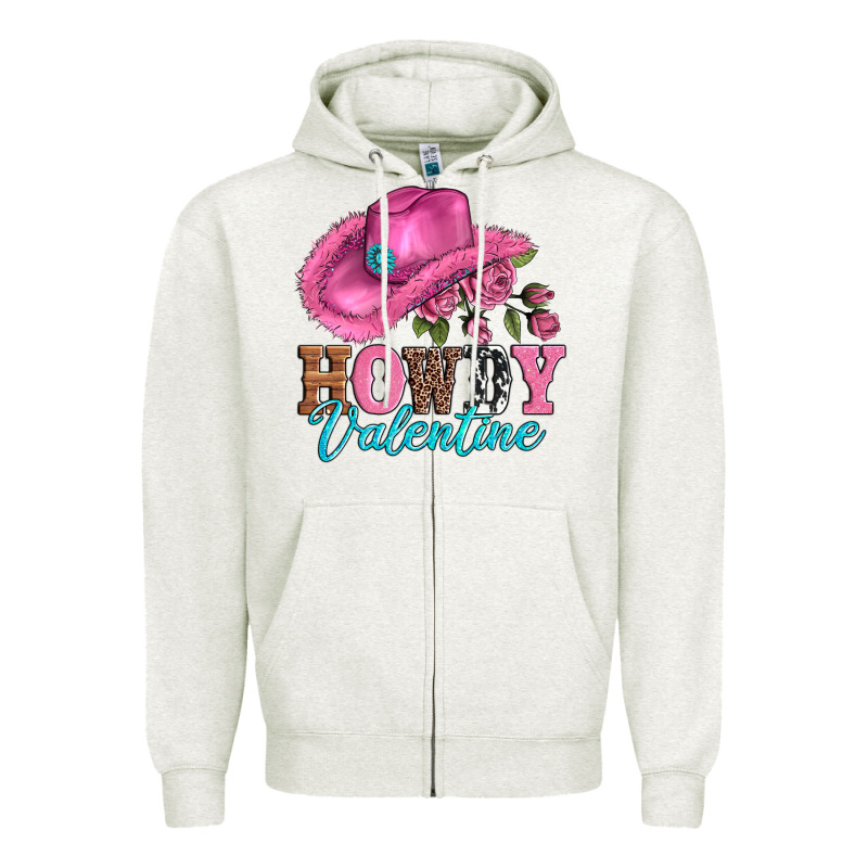 Valentines Day Cowgirl Hat And Howdy Zipper Hoodie by AdoDesignShop | Teevron