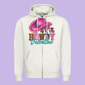 Valentines Day Cowgirl Hat And Howdy Zipper Hoodie Designed By Adodesignshop