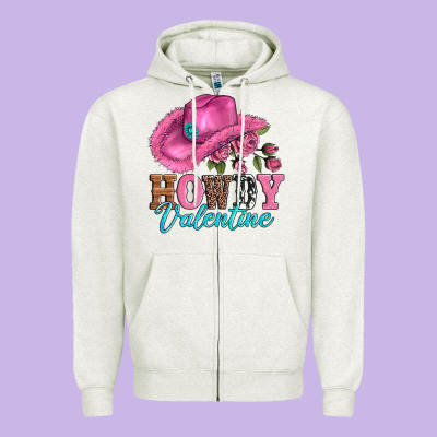 Valentines Day Cowgirl Hat And Howdy Zipper Hoodie Designed By Adodesignshop