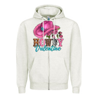 Oatmeal Heather valentines day cowgirl hat and howdy Zipper Hoodie - AdoDesignShop