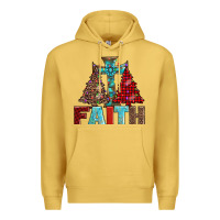 Antique Gold cross and christmas trees Premium Hoodie - AdoDesignShop