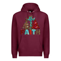 Burgundy cross and christmas trees Premium Hoodie - AdoDesignShop