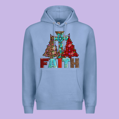 Cross And Christmas Trees Premium Hoodie Designed By Adodesignshop
