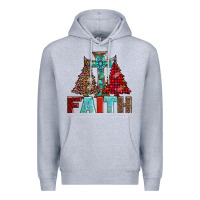 Heather Grey cross and christmas trees Premium Hoodie - AdoDesignShop