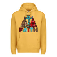 Mustard cross and christmas trees Premium Hoodie - AdoDesignShop
