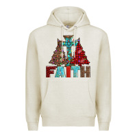 Oatmeal Heather cross and christmas trees Premium Hoodie - AdoDesignShop
