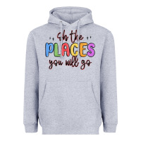 Heather Grey oh the places you will go Heavyweight Hoodie - MaliasSmallBusiness