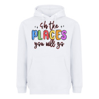 White oh the places you will go Heavyweight Hoodie - MaliasSmallBusiness