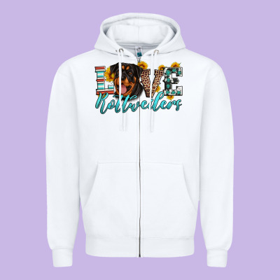 Love Rottweilers Zipper Hoodie Designed By Artiststas