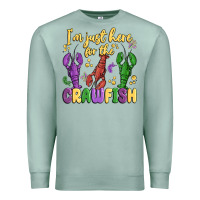 Seafoam i'm just here for the crawfish Premium Sweatshirt - MaliasSmallBusiness