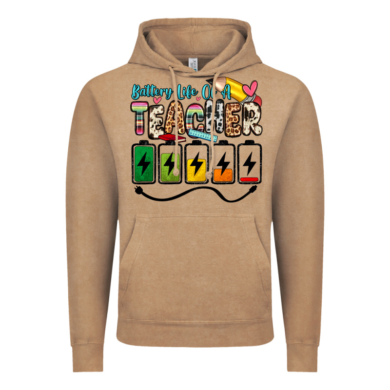 Battery Life Of A Teacher Vintage Hoodie by Zillion Design Studio | Teevron