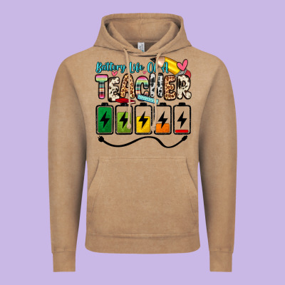 Battery Life Of A Teacher Vintage Hoodie Designed By Zillion Design Studio