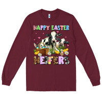 Burgundy happy easter heifer's Long Sleeve Tee - AdoDesignShop
