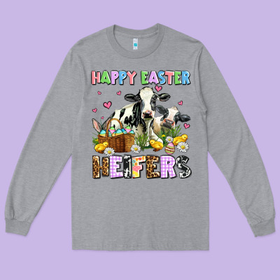 Happy Easter Heifer's Long Sleeve Tee Designed By Adodesignshop