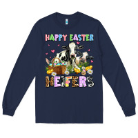 Navy happy easter heifer's Long Sleeve Tee - AdoDesignShop