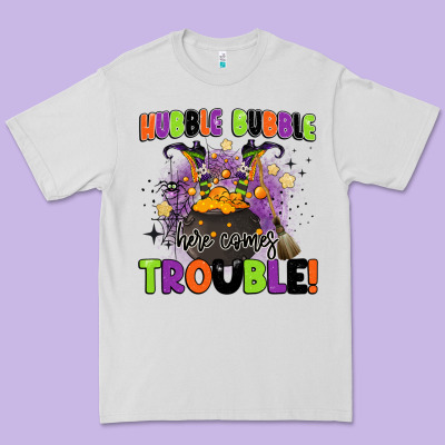 Kids Halloween Hubble Bubble Here Comes Trouble Premium Tee Designed By Barkaloodesign